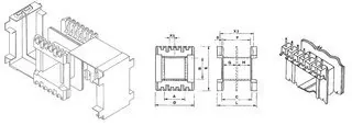 , Spulenkörper EI 68 Lam. 58×68 Spulenkörper EI 68 Lam. 58×68