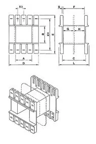 , Spulenkörper EI 48 Lam. 40×48 Spulenkörper EI 48 Lam. 40×48